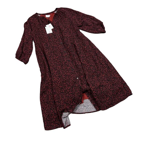 The Nines by HATCH Leopard Button-Front Poplin Maternity Dress - Medium - NWT - Picture 1 of 7